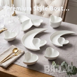 Елегантен комплект за сервиране от висококачествен порцелан, дизайн "Пеперуда" - 9 части, снимка 4 - Други стоки за дома - 53924126