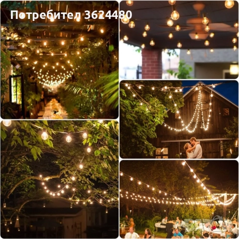 Градински лед лампички със захранване от Ел. мрежа 3703, снимка 2 - Соларни лампи - 52667307