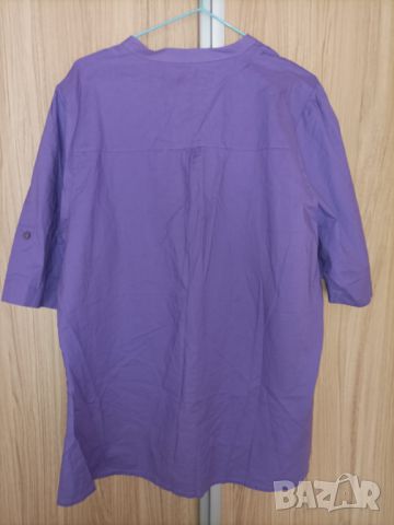 Нова лилава, памучна риза с къс ръкав , снимка 4 - Ризи - 45254857