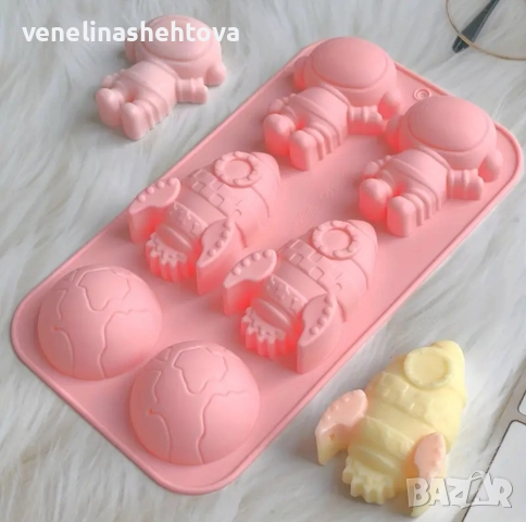 Ракета астронавт космос силиконов молд форма сапун фондан шоколад гипс декорация торта , снимка 2 - Форми - 52933402