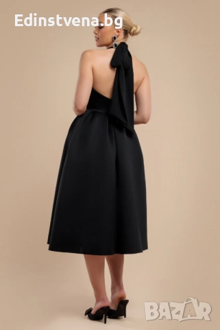 Дамска eлегантна рокля с контрастен дизайн и панделка, снимка 2 - Рокли - 52392144