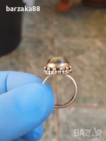 Сребърен пръстен с Лабрадорит, снимка 4 - Пръстени - 45729558