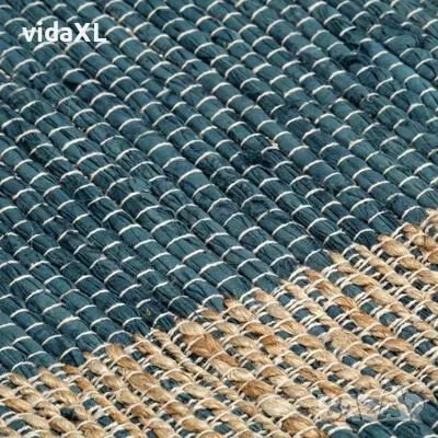 vidaXL Ръчно тъкан килим от юта, син, 160x230 см（SKU:133736）, снимка 4 - Килими - 48594665