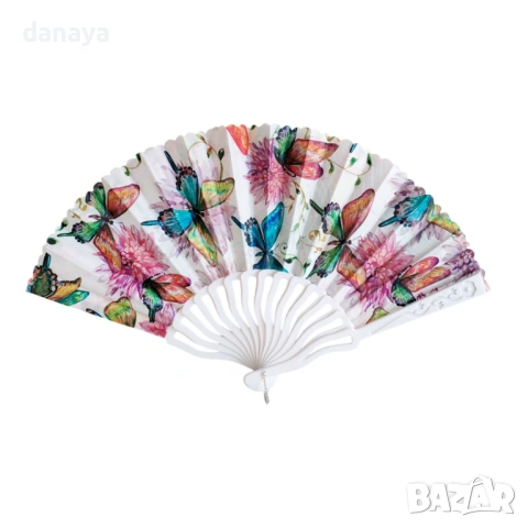6452 Сгъваемо дамско ветрило с пеперуди за разхлаждане и подарък, снимка 5 - Други - 53673727