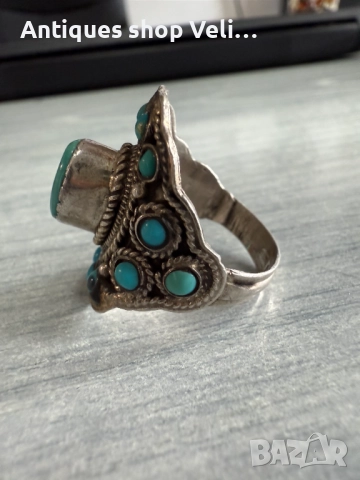 Сребърен пръстен с тюркоаз №7537 , снимка 3 - Пръстени - 52207675