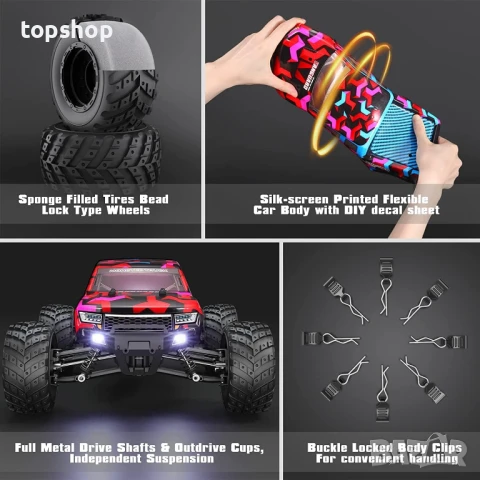 Hosim 1:16, 4WD кола с дистанционно 40+ км/ч с 2 батерии, радиоуправляем офроуд RC камион..., снимка 11 - Електрически играчки - 50649760