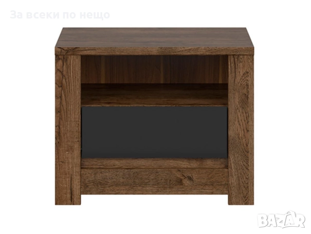 Нощно шкафче RUSO KOM1S корпус дъб април/фронт черно мат Код P1360, снимка 3 - Шкафове - 52020269