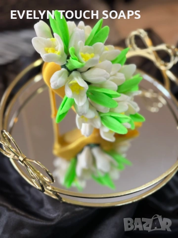 Букет „Кокичета“ от глицеринов сапун, снимка 16 - Козметика за тяло - 53360699