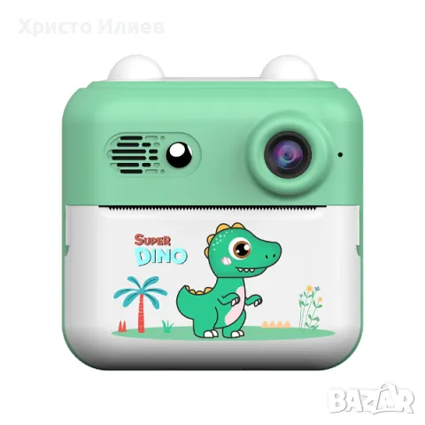 Детски дигитален фотоапарат с дисплей за моментални снимки с печат Зелен
