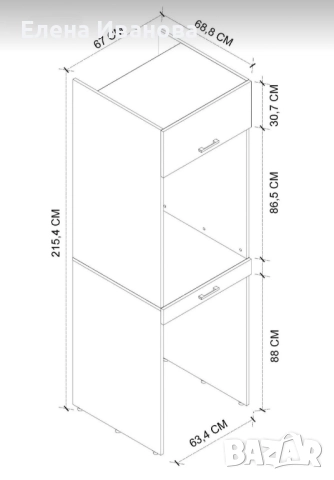 Шкаф за пералня и сушилня с рафтове , снимка 4 - Шкафове - 52383456