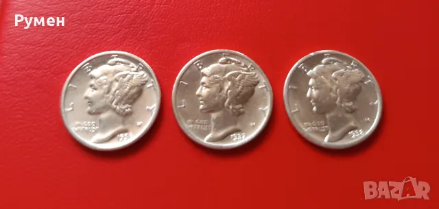 One Dime USA 1936-37,38 г.Сребро!