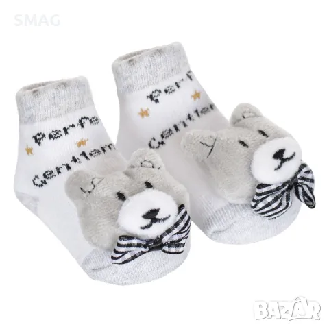 Комплект за новородено за момче Шапка и чорапи 3D плюшено мече сиво S_1205353, снимка 3 - Комплекти за бебе - 49895861