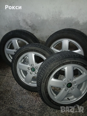Лети джанти с гуми 15цола 5×100 57.1 шкода оем нови, снимка 17 - Гуми и джанти - 51922957