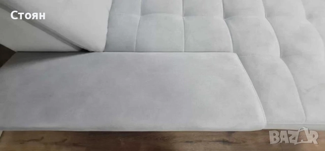 Сиво син П образен ъглов диван от плат Nigrum с функция сън, снимка 5 - Дивани и мека мебел - 52125490