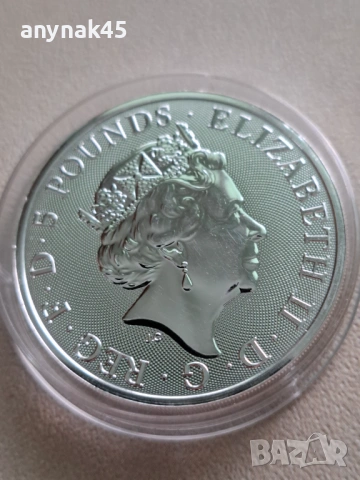 Сребро 2 oz.Британия, снимка 2 - Нумизматика и бонистика - 53712253