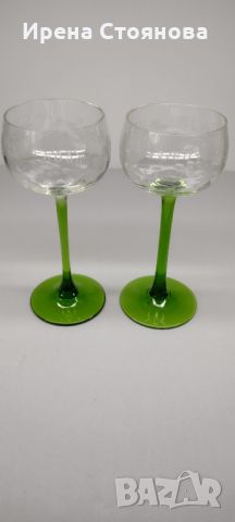 2 кристални чаши за вино с гравюра лозов лист и леко оребрение. 170 мл, снимка 1 - Чаши - 46459919