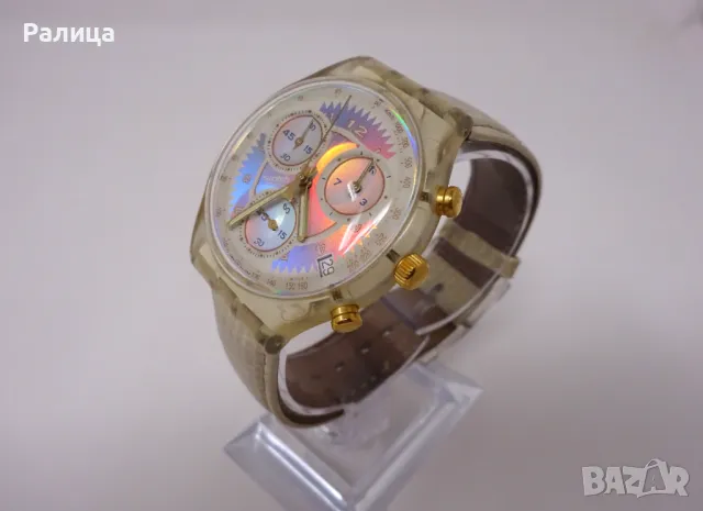 Часовник хронограф Swatch със седефен циферблат , снимка 3 - Мъжки - 50150206