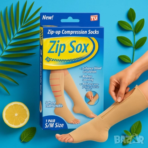 Чорапи с цип Zip Sox – специални компресионни чорапи, снимка 5 - Други стоки за дома - 51844697