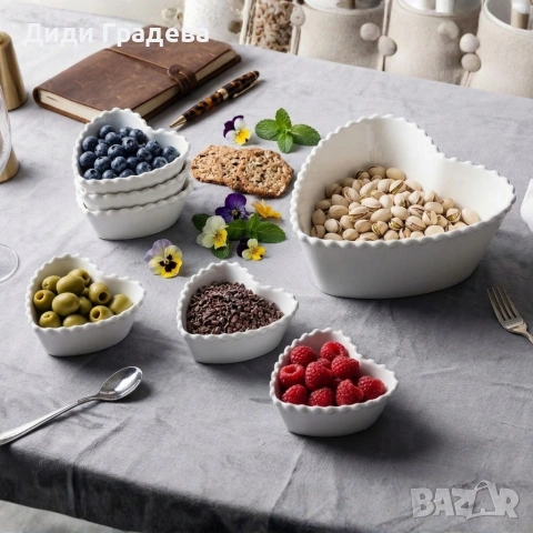 Луксозен комплект порцеланови купи със заоблен релеф - 7 части, снимка 3 - Чинии - 53929847