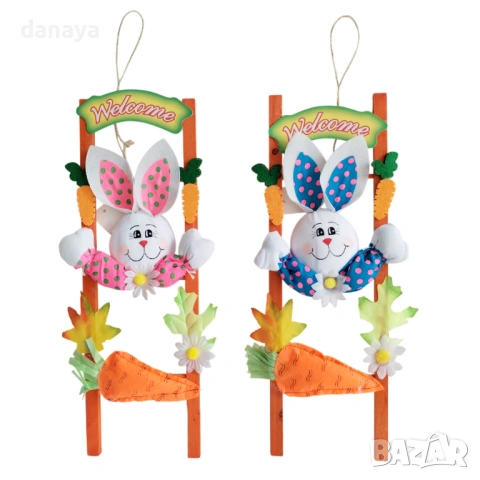 6521 Висяща великденска украса зайче Welcome, 40×13 см, снимка 2 - Декорация за дома - 53898931