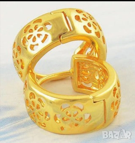 Обеци с лазерно изрязани ажури от 9к попълнено злато 15 лв., снимка 4 - Обеци - 51777573