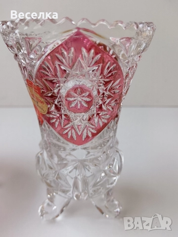 Кристални ваза и бонбониера/захарница Anna Hutten, снимка 9 - Вази - 52425121