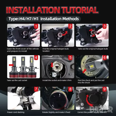 Висок клас LED крушки  за основни фарове, снимка 3 - Аксесоари и консумативи - 50325484