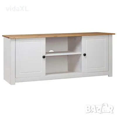 vidaXL ТВ шкаф, бял, 120x40x50 см, бор масив, Panama Range(SKU:282672), снимка 5 - Шкафове - 49466305