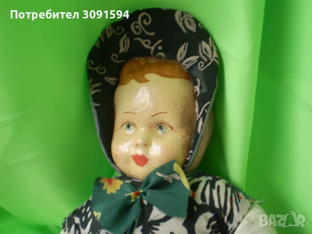 Стара кукла лице папиемаше тяло плат , снимка 6 - Колекции - 51735214