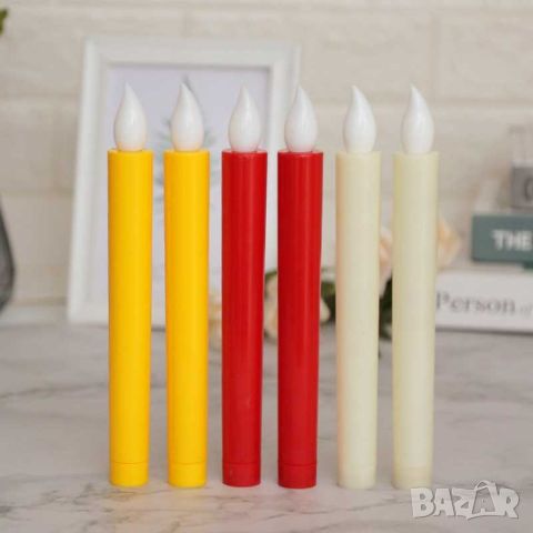 Комплект от 2 броя Led настолни свещи на батерии. Тези конусовидни свещи са от истински восък и 3D ф, снимка 8 - Декорация за дома - 46435860