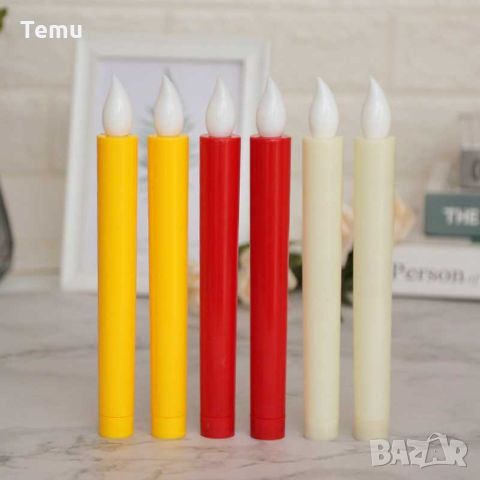 Комплект от 2 броя Led настолни свещи на батерии. Тези конусовидни свещи са от истински восък и 3D ф, снимка 8 - Декорация за дома - 46435860