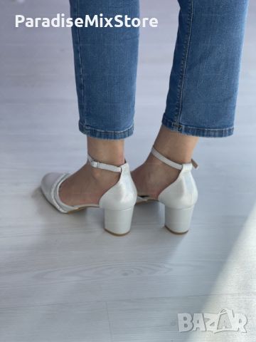 Елегантност с блясък: Изчистени дамски затворени сандали с ток и бляскав акцент Цветове: черен и бял, снимка 5 - Дамски елегантни обувки - 45496207