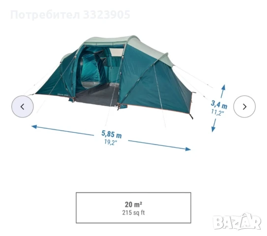 Палатка 4 местна Decathlon Queshua Arpenaz Family 4.2, снимка 2 - Палатки - 51418203
