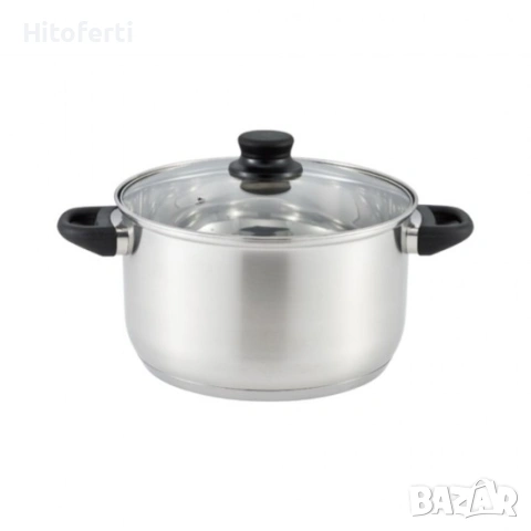 Тенжера ОТ НЕРЪЖДАЕМА СТОМАНА СЪС СТЪКЛЕН КАПАК – 22 СМ HAUSBERG HB-H-EKO-784