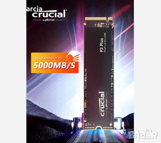 1TB 1000GB Crucial SSD P3 Plus M.2 2280 Gen4.0 3D NAND, Read/Write : 5000/4200 MB/s диск , снимка 1