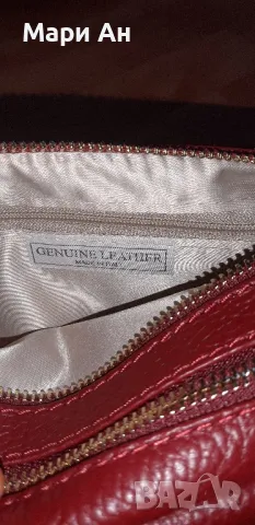Кожена чантичка в бордо, снимка 2 - Чанти - 49968378