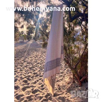Плажна кърпа ECOBAIN – лен и памук, снимка 3 - Хавлиени кърпи - 45356261
