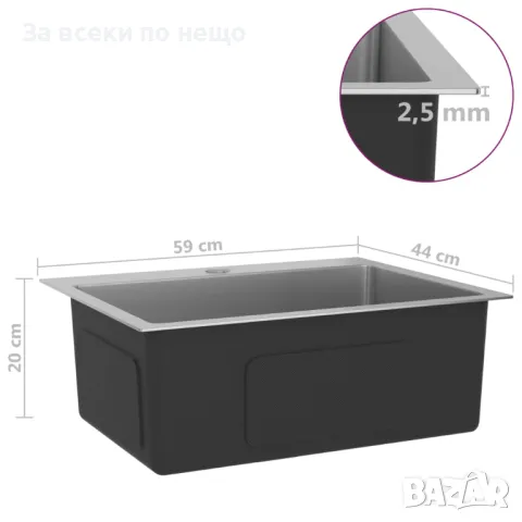 Ръчно изработена кухненска мивка с отвор за смесител, инокс Код P314, снимка 10 - Мивки - 49788695