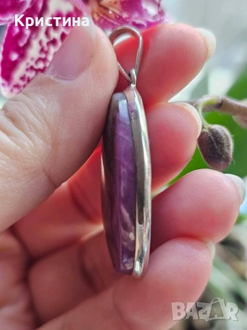 Сребърна висулка с Рубин в Цоизит, снимка 4 - Колиета, медальони, синджири - 53905547