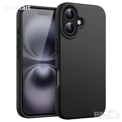 Силиконов калъф Matte за iPhone 16, Черен, снимка 1 - Калъфи, кейсове - 47902005