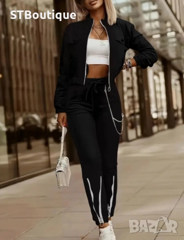 💃 Дамски Ежедневен Комплект от Две Части с Цип 💃, снимка 7 - Комплекти - 52232570