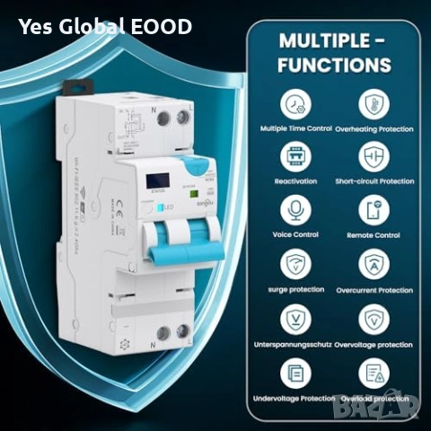 TONGOU WiFi Smart RCBO 1-40A Tuya, снимка 3 - Друга електроника - 53784794