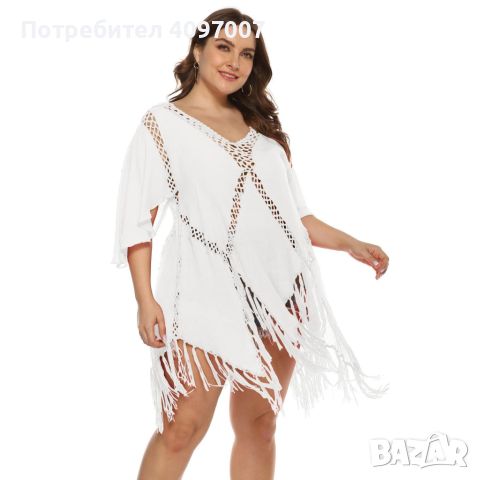 Открийте своя стил с уникалната плажна рокля: Плетена на кука с дълбоко V-образно деколте, снимка 18 - Рокли - 45680979