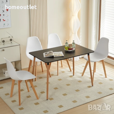 ПРОМОЦИЯ Правоъгълна маса 110×70×73 см, с черен плот и крака от масивна дървесина SAGE-1PK-B18-LQ