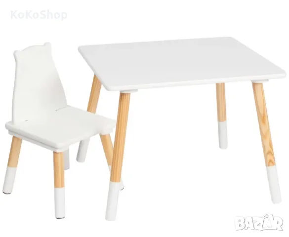 Детска дървена маса със стол/детска маса със стол, снимка 2 - Мебели за детската стая - 36111523