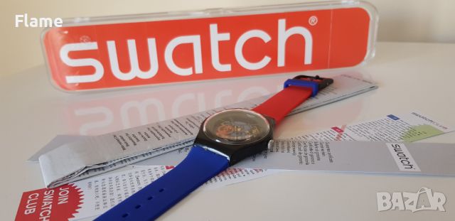 Swatch  LACQUERED швейцарски унисекс часовник скелетон Суоч omega, снимка 1 - Луксозни - 45254707