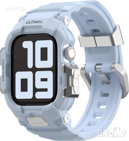 Калъф с каишка за смарт часовник ULTIMAL, съвместим с Apple Watch Series 11/10 42 мм, (42 мм, син)