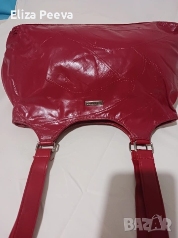 Червена чанта от естествена макар кожа - парченца., снимка 4 - Чанти - 53488640