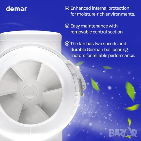 Devola 100 мм вграден вентилатор за смесен поток, за кухня, баня - DVILF100, снимка 5 - Други стоки за дома - 52303132