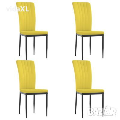 vidaXL Трапезни столове, 4 бр, горчица, кадифе(SKU:326111
